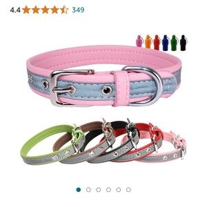 Adjustable Pink &Gray Cat Collar, reflective, XS, w/name tag microfiber